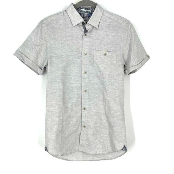 Ted Baker Clion Linen Shirt Grey Men's XS NEW - Picture 1 of 5